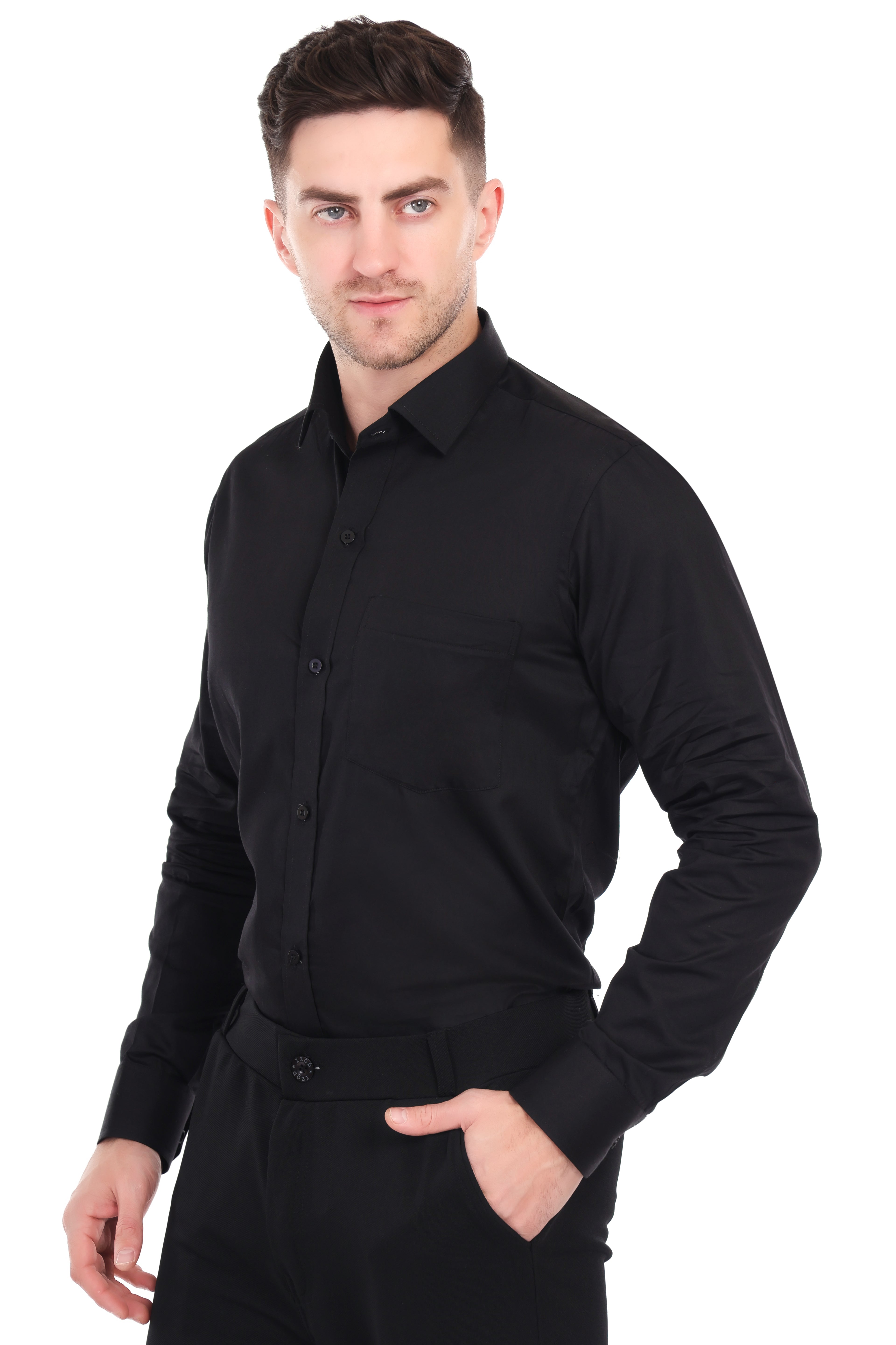 Men's Formal Black Shirt - Premium Cotton Shirt