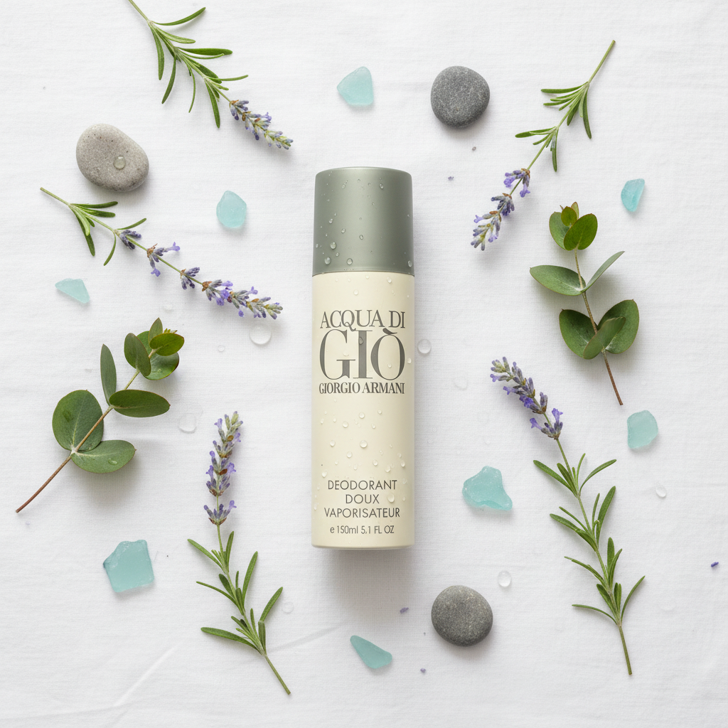 Acqua di Gio Deodorant White Linen Flat Lay